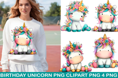 Whimsical Birthday Unicorn PNG Clipart Product Image 1