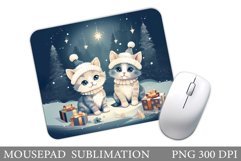 Winter Cats Mouse Pad. Cute Cats Mouse Pad Sublimation Product Image 1
