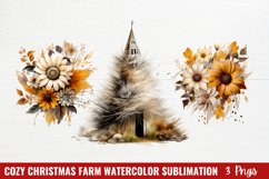 Cozy Christmas Farm Watercolor Sublimation Product Image 1