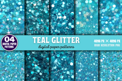 Teal Glitter Background Digital Papers PNG Product Image 1