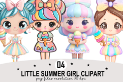 Little-Summer Girl Clipart Watercolor PNG Product Image 1