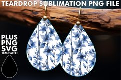 Sublimation-Ready Teardrop Earring with Flower Design Product Image 1
