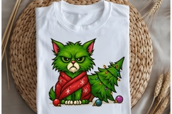 Green funny Christmas cat png design for T-shirts Product Image 5