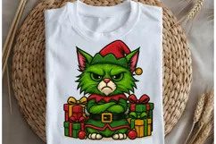 Green funny Christmas cat png design for T-shirts Product Image 5