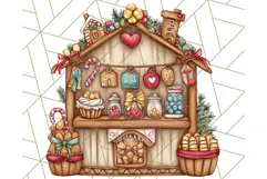 Cozy Christmas Market Stall Clipart PNG, Holiday Art Png Product Image 4