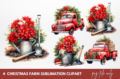 Watercolor Christmas Farm Sublimation Clipart Product Image 1