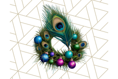 Peacock Christmas Clipart in Jewel Tones, Christmas Png Product Image 4