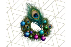 Peacock Christmas Clipart in Jewel Tones, Christmas Png Product Image 4