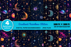 Gradient Rainbow Glitter Backgrounds JPG Product Image 1
