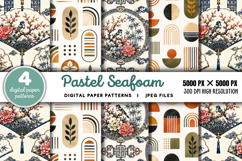 Pastel Seafoam Teal Blush Digital Paper JPG Product Image 1