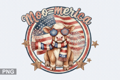 Moo-merica Sublimation - 4th of July PNG Design Product Image 1
