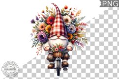 Floral Crown Gnome Rides A Bike Sublimation Clipart Design Product Image 1