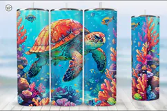 Cute Ocean Tumbler Sublimation, 20 oz Tumbler Wrap Product Image 3