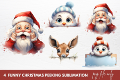Funny Christmas Peeking Sublimation Product Image 1