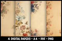 4 Digital Papers Vintage Florals I Vintage Theme Product Image 1