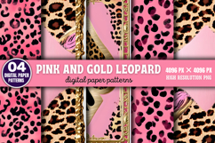 Pink and Gold Leopard Digital Background Paper PNG Product Image 8