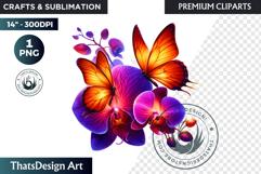 Tropical Butterfly &amp; Flower Clipart: Vibrant floral PNG Product Image 1