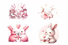 12 Couple of Rabbit watercolor clipart Product Image 8