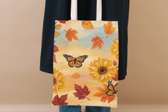 Sunflower Fall Floral Butterfly Pattern, Digital Paper Product Image 8
