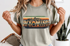 Wyoming State PNG, Vintage Mountain Bison Sublimation Product Image 8