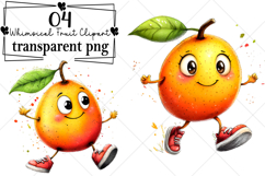 Whimsical Fruit Clipart Watercolor PNG Product Image 1