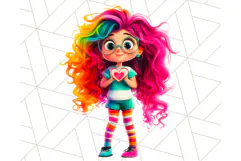 Cute Girl Clipart PNG, Playful Character Illustration Product Image 4