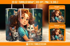 3D Cute Cat Tumbler Wrap Designs, Sublimation Wrap Product Image 1