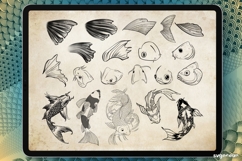 Koi Fish Tattoo Procreate Brushes | Fish Scales Brushes Product Image 8