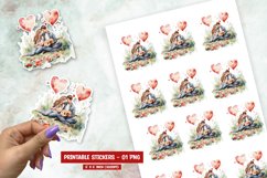 Watercolor valentine day couple sticker png Product Image 1