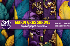 Mardi Gras Shrove Digital Paper PNG Product Image 1