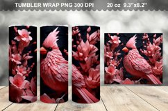 Pink 3D Cardinal Bird Flowers Tumbler Design Product Image 1