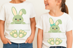 Easter Bunny Split Monogram Sublimation, Kid Name Easter PNG Product Image 3