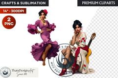 Spanish Flamenco dancer woman Clipart, Sevillana Product Image 1