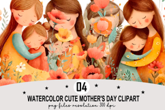 Watercolor Cute Mother's Day Clipart Watercolor png Product Image 1