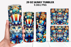 Cat Skinny Tumbler 20oz Wrap Design,4th of july Tumble PNG Product Image 1