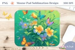 Butterflies Mouse Pad Design, Spring Flowers Mouse Pad Wrap Product Image 1