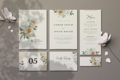 wedding invitation card set with roses flower watercolor Product Image 1