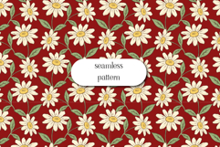 Daisy Seamless Pattern, Vintage Floral Cottagecore JPG Product Image 1
