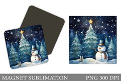 Snowman Winter Magnet. Christmas Magnet Sublimation Product Image 1