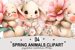 Spring Animals Clipart Watercolor Clipart png Product Image 1