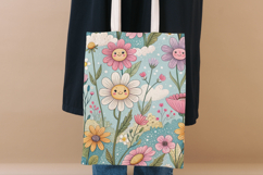 Cute Kawaii Wildflowers Seamless Pattern, Pastel Floral Product Image 9