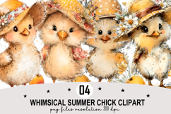Whimsical Summer Chick Clipart Watercolor PNG Product Image 1