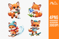 Cute Fox Moments PNG Singing Flower Ski Skate Product Image 1