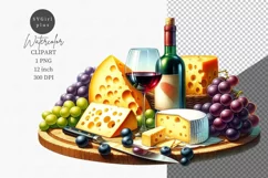 Wine and cheese, Party clipart, Picnic clipart Product Image 1