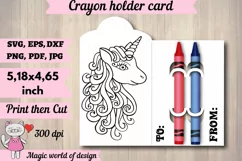 UnicornCrayon Holder Card svg, printable print then cut Product Image 1