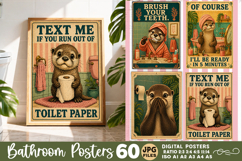 Bathroom funny otters posters, Retro 60 Posters JPG Bundle Product Image 11