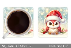 Christmas Owl Coaster Design. Christmas Coaster Sublimation Product Image 1