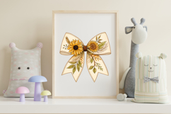 Rustic Linen Boho Sunflower Coquette Bow Clipart Product Image 7