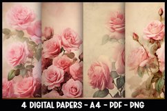 4 Digital Papers Vintage Florals I Vintage Theme Product Image 1