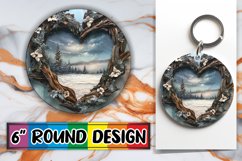 3D Heart Frame Holiday Landscape Round Design Sublimation Product Image 1